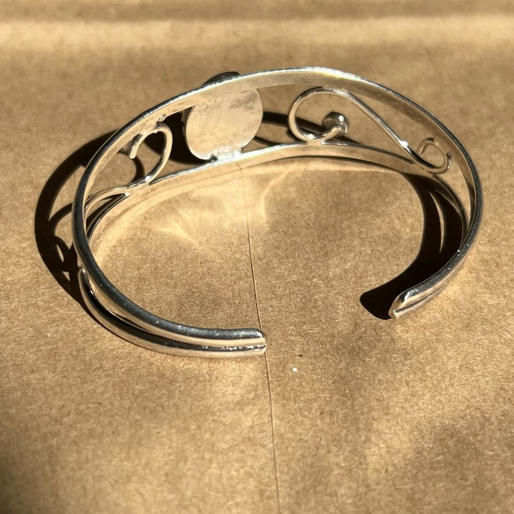 Turquoise Bangle, Silver Colored Bangle,Stacking … - image 5